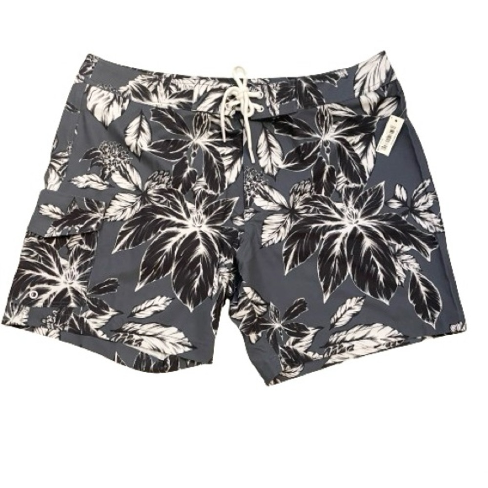 Grey tropical floral swim trunks shorts size 32